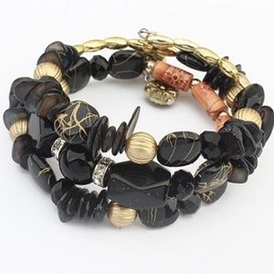 Chunky Beaded Memory Wire Bracelet